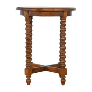 Small Round Mango Wood Tea Table | Natural Timber | Compact Occasional Table