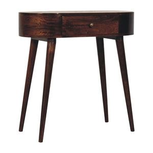 Small Rounded Console | Solid Mango Wood | California Walnut Finish