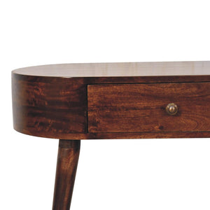 Small Rounded Console | Solid Mango Wood | California Walnut Finish