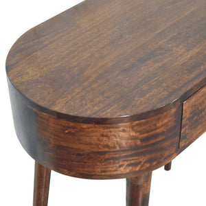 Small Rounded Console | Solid Mango Wood | California Walnut Finish