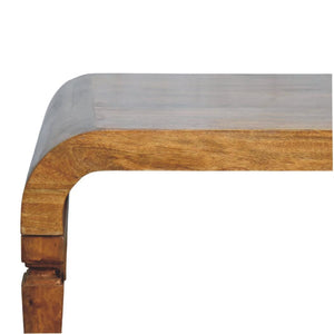 Solara Curved Mango Wood Coffee Table | Amber Oak Finish