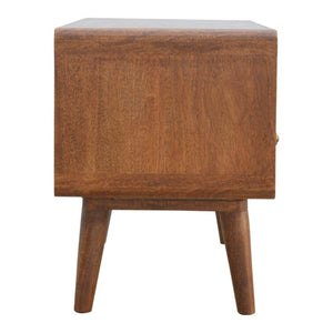 Curved Mango Wood Media Unit | Chestnut Finish | 90cm