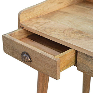Solid Mango Wood Gallery Desk | 3 Drawers | Shell Handles