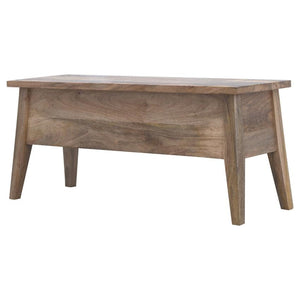 Solid Mango Wood Storage Bench | Lift-Up Lid | Oak-Style Finish