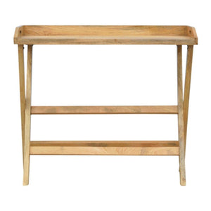 Solid Mango Wood Writing Desk | Oak-Inspired Finish | Foldable Butler Design