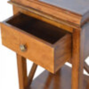 Solid Wood Criss-Cross End Table | Natural Timber | Geometric Base
