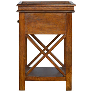 Solid Wood Criss-Cross End Table | Natural Timber | Geometric Base