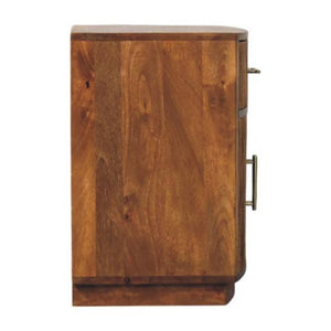 Solid Wood Curved Ribbed Bedside Table | 1 Drawer Wooden Nightstand