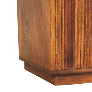 Solid Wood Curved Ribbed Bedside Table | 1 Drawer Wooden Nightstand