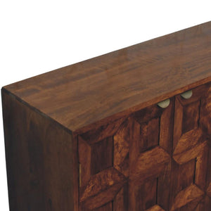 Solis Carved Sideboard | Solid Mango Wood | Chestnut Finish | 4 Doors