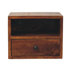 Solis Wall-Mounted Bedside Table | Solid Mango Wood | Chestnut Finish | 1 Drawer