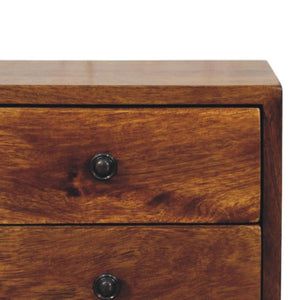 Solis Wall-Mounted Bedside Table | Solid Mango Wood | Chestnut Finish | 2 Drawers