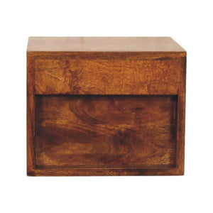 Solis Wall-Mounted Bedside Table | Solid Mango Wood | Chestnut Finish | 2 Drawers
