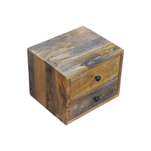 Solis Wall-Mounted Bedside Table | Solid Mango Wood | Oak-ish Finish | 2 Drawers