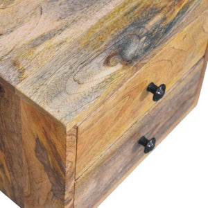 Solis Wall-Mounted Bedside Table | Solid Mango Wood | Oak-ish Finish | 2 Drawers
