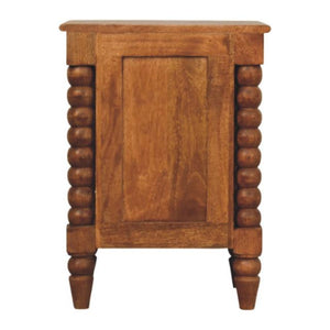 Spindle Amber Bedside Table | Warm Wood Nightstand