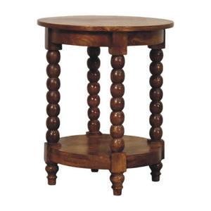 Spindle Heritage Round Side Table | Classic Textured Accent Table