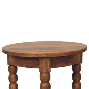 Spindle Round Side Table | Solid Wood Accent Table