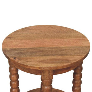 Spindle Round Side Table | Solid Wood Accent Table