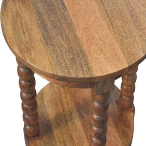 Spindle Round Side Table | Solid Wood Accent Table