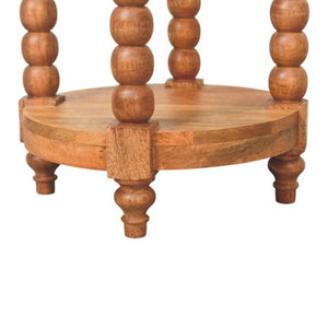 Spindle Round Side Table | Solid Wood Accent Table
