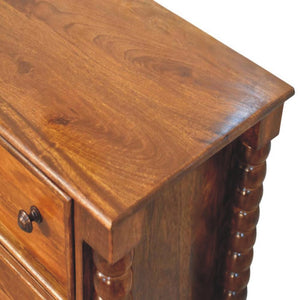 Spindle Three-Drawer Chest | Textured Bedroom Storage