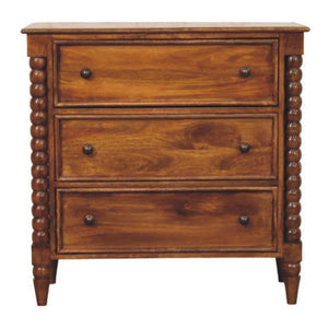 Spindle Three-Drawer Chest | Textured Bedroom Storage