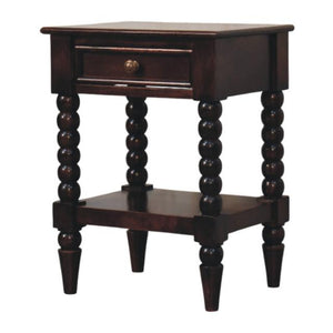 Spindle Winewood Bedside Table | Dark Wood Nightstand
