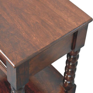 Spindle Winewood Bedside Table | Dark Wood Nightstand