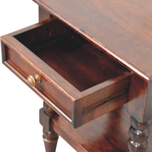 Spindle Winewood Bedside Table | Dark Wood Nightstand