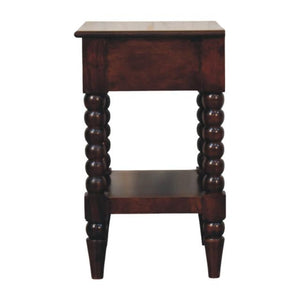 Spindle Winewood Bedside Table | Dark Wood Nightstand