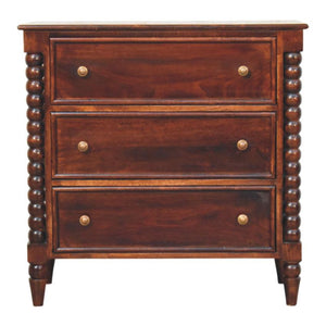 Spindle Winewood Chest | Solid Wood Drawers | Warm Timber Storage