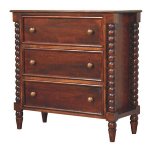 Spindle Winewood Chest | Solid Wood Drawers | Warm Timber Storage
