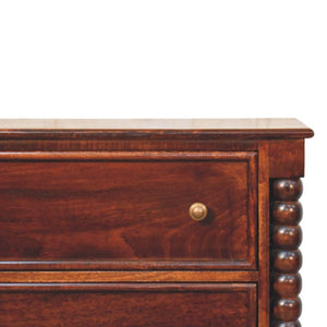 Spindle Winewood Chest | Solid Wood Drawers | Warm Timber Storage