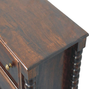 Spindle Winewood Chest | Solid Wood Drawers | Warm Timber Storage