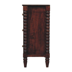 Spindle Winewood Chest | Solid Wood Drawers | Warm Timber Storage