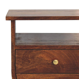 Split Chestnut Bedside Table | Solid Mango Wood | Compact Storage