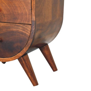 Split Chestnut Bedside Table | Solid Mango Wood | Compact Storage