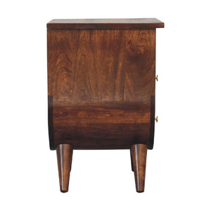 Split Chestnut Bedside Table | Solid Mango Wood | Compact Storage