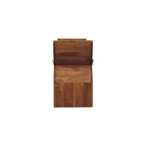 Stirrup Curve Bench | Solid Mango Wood | Amber Oak Finish | Bouclé Upholstered Entryway Bench