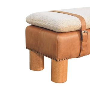 Strapped Cylinder Bench | Rounded Woven Detail | Sculptural Accent Seating