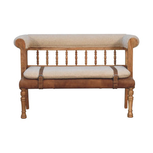 Strapped Hallway Bench | Woven Detail Entryway Seat | Contemporary Accent Furniture