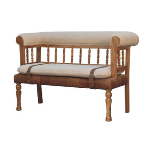 Strapped Hallway Bench | Woven Detail Entryway Seat | Contemporary Accent Furniture