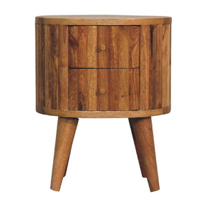 Stripe Bedside | Solid Mango Wood | Natural Wood Finish | Textured Stripe Detail