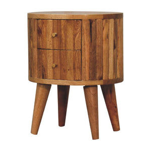 Stripe Bedside | Solid Mango Wood | Natural Wood Finish | Textured Stripe Detail