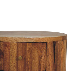 Stripe Bedside | Solid Mango Wood | Natural Wood Finish | Textured Stripe Detail