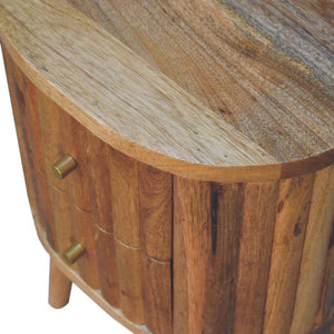 Stripe Bedside | Solid Mango Wood | Natural Wood Finish | Textured Stripe Detail