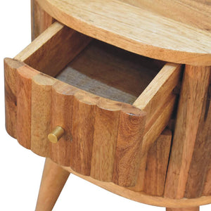 Stripe Bedside | Solid Mango Wood | Natural Wood Finish | Textured Stripe Detail