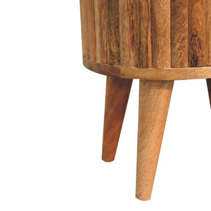 Stripe Bedside | Solid Mango Wood | Natural Wood Finish | Textured Stripe Detail