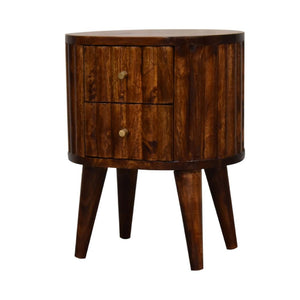 Stripe Chestnut Bedside | Solid Mango Wood | Textured Stripe Front